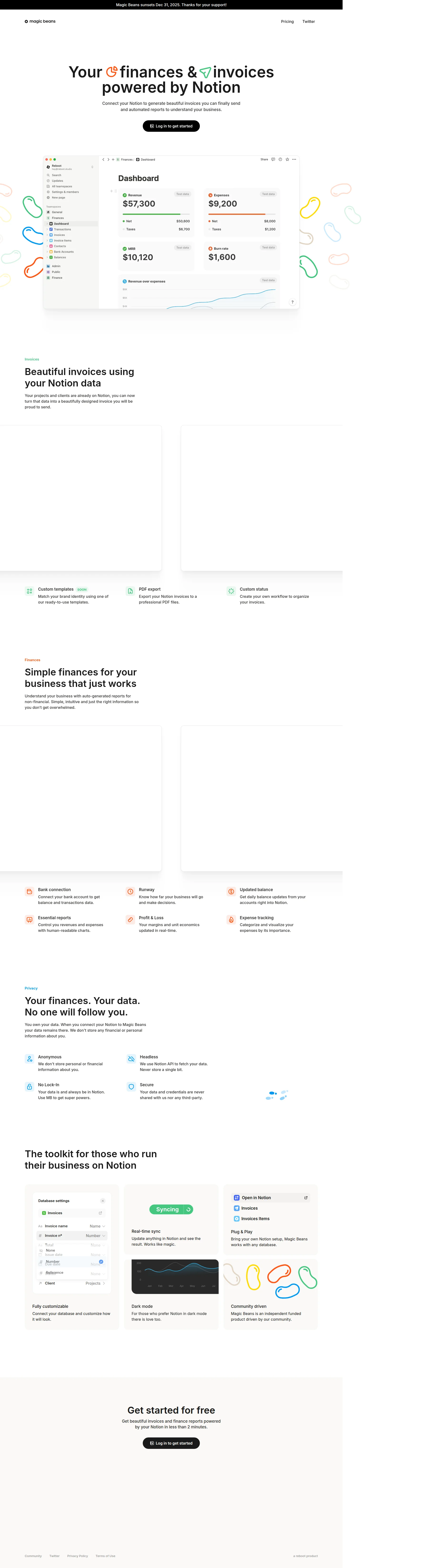 Run your startup finances from Notion - Magic Beans, desktop screenshot