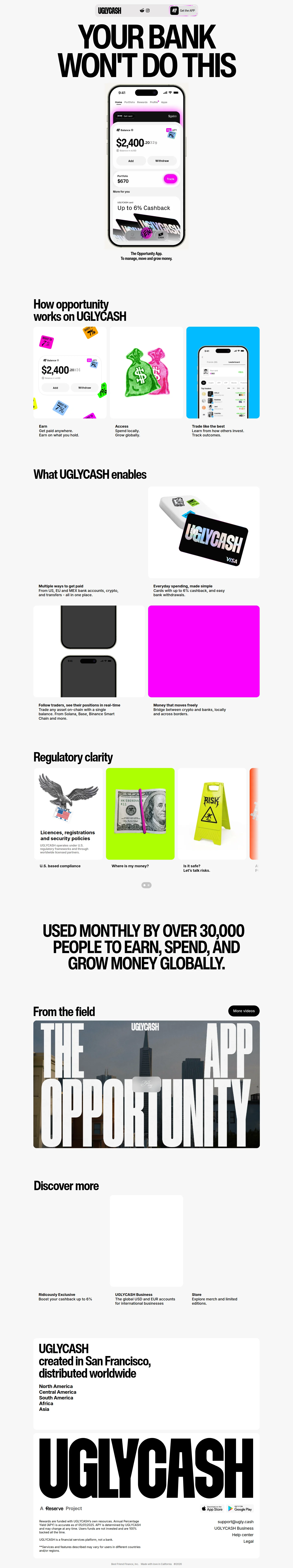 UGLYCASH, desktop screenshot