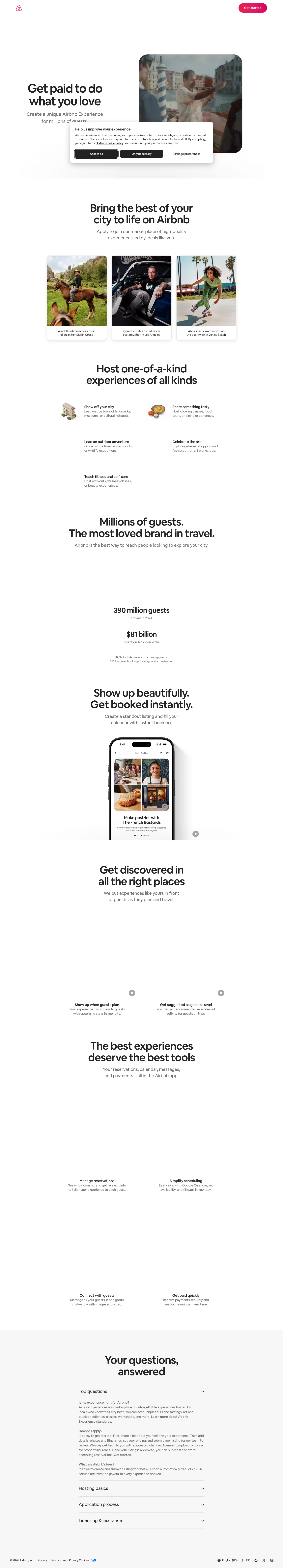 Host an experience on Airbnb, desktop screenshot