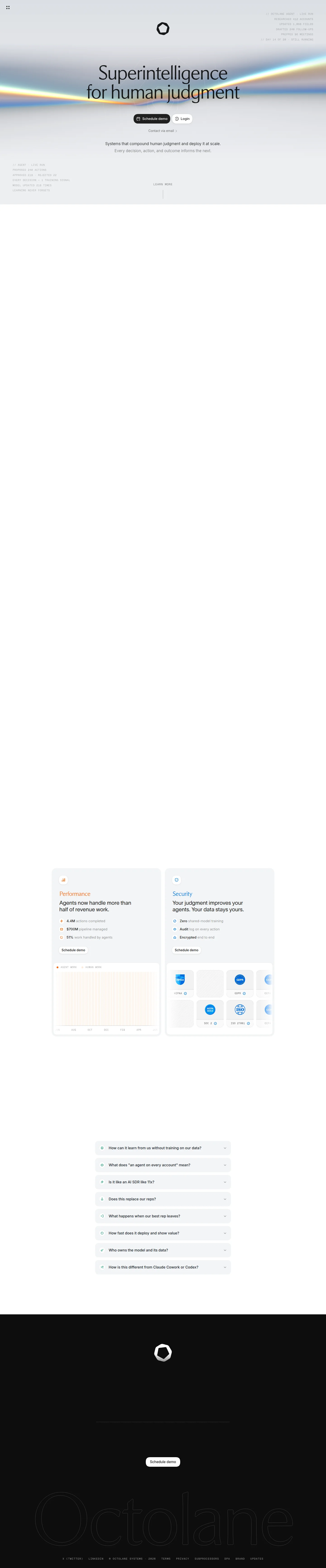 Octolane · Revenue Superintelligence, desktop screenshot
