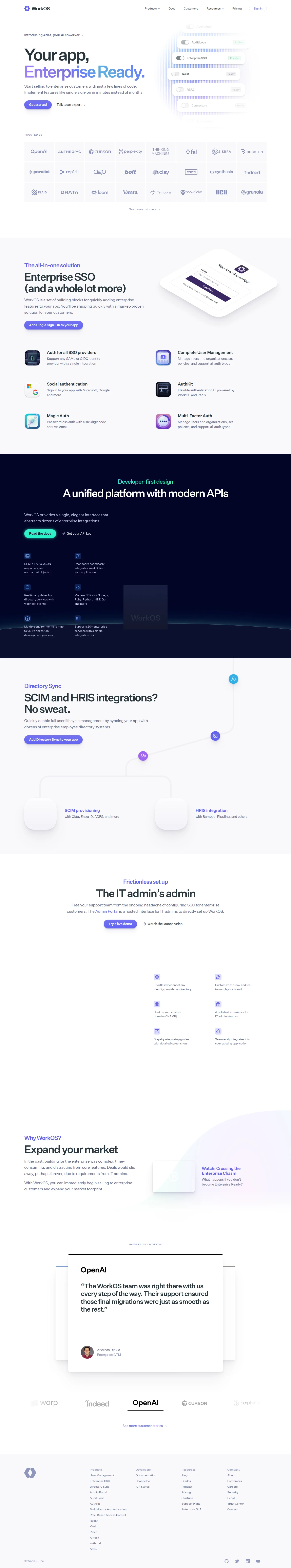 WorkOS — Your app, Enterprise Ready., desktop screenshot